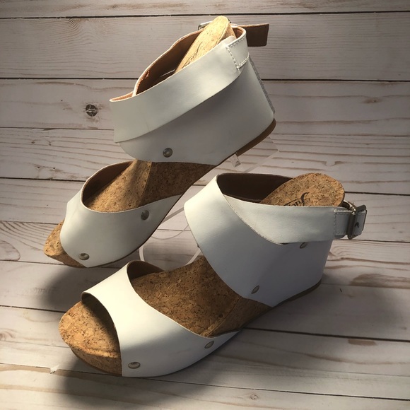 Lucky Brand Shoes - Lucky Brand  Leather White Wedge Sandals